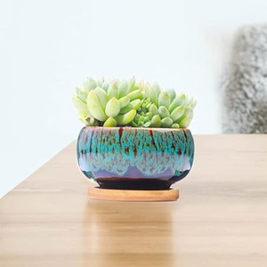 Petits pots en céramique de porcelaine émaillée au four, <span class=keywords><strong>mini</strong></span> pots pour <span class=keywords><strong>plantes</strong></span> <span class=keywords><strong>succulentes</strong></span>, pots à fleurs avec trou de drainage pour la maison, le bureau, le jardin, le bureau - Product Image 2