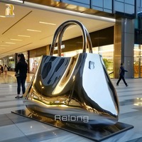 Escultura de Bolsa de Acero Inoxidable Grande de Lujo RELONG, Personalizada para Decoración de Exteriores y Centros Comerciales