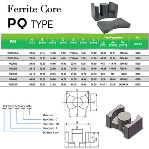Xuyi ouge Chất lượng cao <span class=keywords><strong>Ferrite</strong></span> nam châm pq2016 pq2020 pq2620 <span class=keywords><strong>pq2625</strong></span> pq3225 pq3230 pq4040 pq5050 mnzn <span class=keywords><strong>Ferrite</strong></span> toroidal lõi - Product Image 2