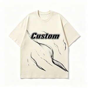 Camiseta de Verano Personalizada de Algodón Tejido Oversize para Hombre, Ajuste Holgado, Manga Corta, Cuello Redondo, Estampado Estilo Urbano - Product Image 2