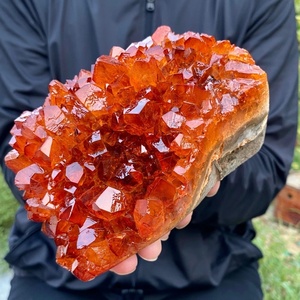 CrystalHola 400-500g Orange Crystal Geode Quartz Mineral Cluster Floral Pattern Handmade Healing Crystal Souvenir Ornament for - Product Image 5