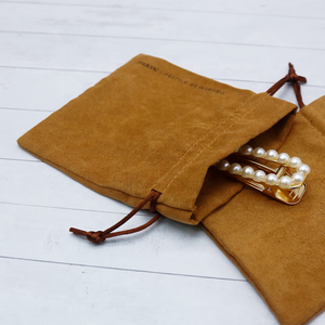 Pochettes en daim pour bijoux, pochette marron pour bijoux, de luxe, avec logo personnalisé - Product Image 4