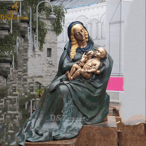 等身大ブロンズ聖母マリア像と小さな赤ちゃんディヴィーノニノ子供イエス誕生ブロンズ像大彫刻 - Product Image 2