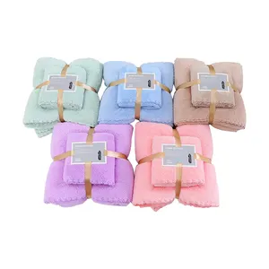 Hot Sale Coral Fleece Towel Set Luxury Absorbent Soft High Quality Hand Bath Towel Set Christmas Towel Gift Set