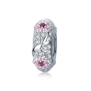 Die rosa pflaume blume charme Stilvolles überzog blumen silver925 perlen BSC152