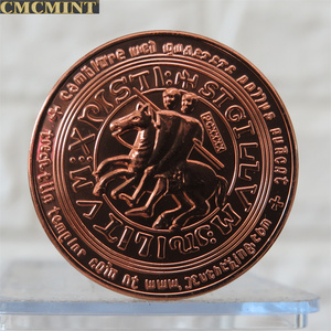 Moneda de cobre de 1 onza para <span class=keywords><strong>Caballeros</strong></span> Templarios, moneda redonda de cobre fino 999, en venta - Product Image 3
