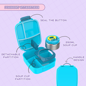 Aohea BPA-free nhựa trẻ em Bento trẻ em Hộp Ăn Trưa, 3 ngăn, cho các trường học dã ngoại - Product Image 1
