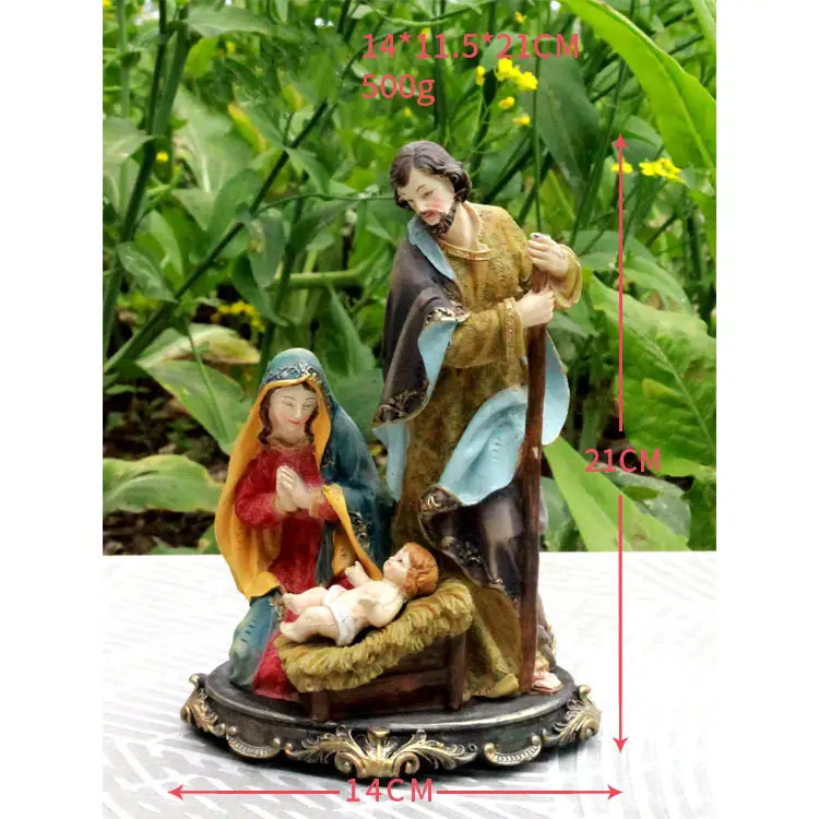 जन्म कुंवारी शादी यीशु प्रतिमा रचनात्मक राल शिल्प आभूषण सजावट शिल्प यीशु धार्मिक शिल्प