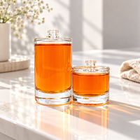 Flacon de parfum rond en verre personnalisé 30ml 50ml, contenant vide pour parfum, couvercle en bois, vaporisateur à pompe, emballage cosmétique
