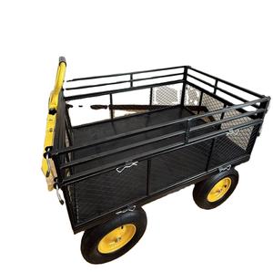 Chariot de jardin en acier personnalisable d'une capacité de 500kg avec plate-forme grillagée et roues à quatre roues OEM pour chariots à main et chariots - Product Image 1