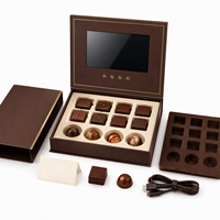 Boîte de présentation vidéo LCD personnalisable et écologique, style livre, avec pochette pour échantillons et écran, pour coffret cadeau d'entreprise