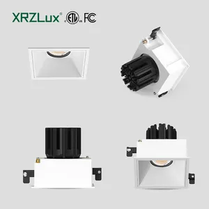 XRZLux lampu sorot tanam, 10W IP44 tahan air Downlight persegi ETL COB LED tersembunyi langit-langit 0/1-10V bisa diredupkan