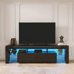现代媒体控制台电视单元台式控制台柜，带储物浮动电视台架，用于85英寸电视