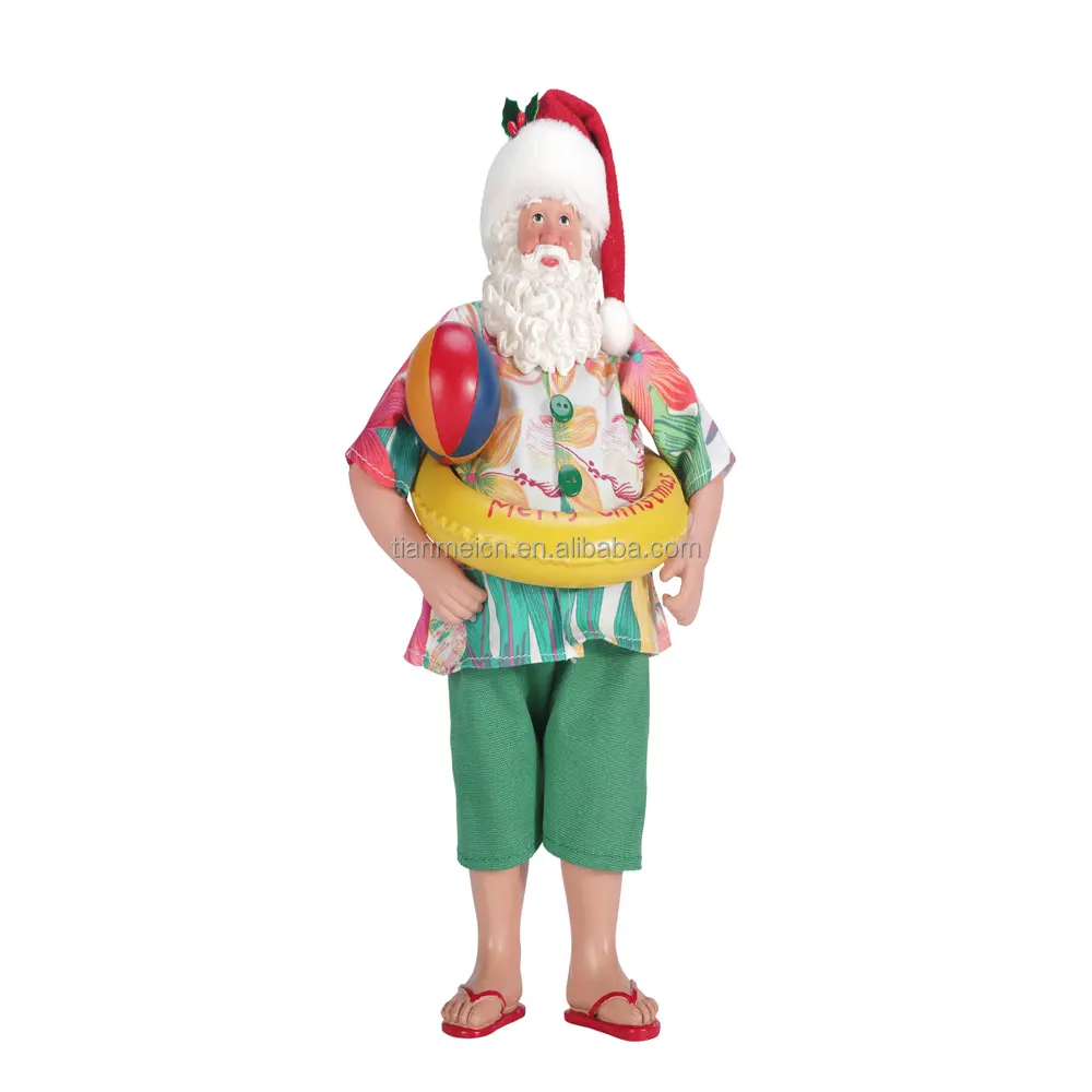 11 inch Christmas Santa Claus with Vacation Look Xmas Santa Claus Collectible Santa Claus with Swim Ring