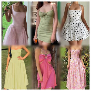 Vente en gros de robes d'été pour femmes en polyester/coton, tailles mixtes, expédition aléatoire, vêtements d'occasion, robes coréennes pour femmes - Product Image 6