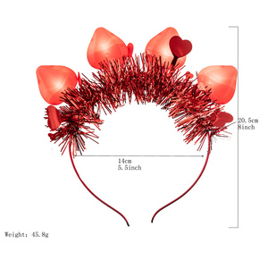Venta superior Día de San Valentín Corazón Diademas Tocado intermitente Glow Wedding Headwear Photo Props Holiday Party Favor Decor - Product Image 2