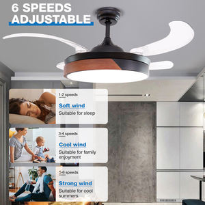 ODM シャンデリアファン 42インチ 隠れ式格納式シーリングファン スマート3色調光シーリングファン ライト付き 天井扇 - Product Image 2