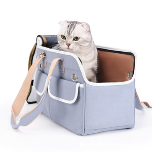 Custom Canvas Pet <b>Carrier</b> <b>Soft</b>-Sided <b>Cat</b> Bag With Zipper Closure Multiple Colors Available Simple Design - Product Image 2