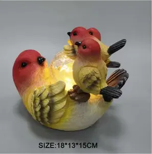 Vente en gros de fée jardin accessoires figurine d'extérieur lumières solaire grenouille canard oiseau décor cour ornement figurine animal Statue