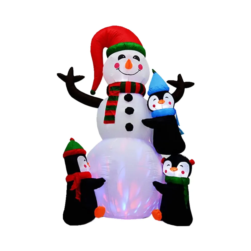 New Year Led Night Light Santa Hat Doll Party Penguin Giant Christmas Outdoors Garden Yard Decorations Inflatable Snowman