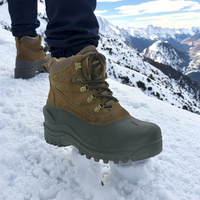 Bottes d'hiver mi-hautes pour homme en cuir imperméable doublées de fourrure de canard, chaudes, personnalisées, antidérapantes, pour l'automne