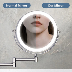 Treo Tường Trang Điểm Gương Thép Không Gỉ Gấp Thiết Kế Với <span class=keywords><strong>Magnifying</strong></span> Tính Năng Thay Đổi Độ Sáng Chiếu Sáng Chiếu Sáng Phòng Tắm Gương - Product Image 4