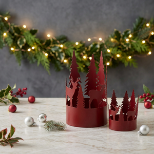 Portavelas Metálicos Rojos con Diseño de Árbol y Ciervo, Decoración Navideña para el Hogar 2026 - Product Image 5