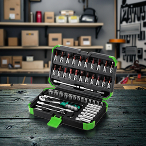 Bộ cờ lê Ratchet 53 món màu xanh lá cây và đen, hộp đựng, tùy chỉnh OEM, bộ dụng cụ sửa chữa ô tô - Product Image 4