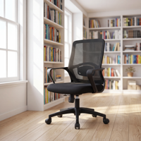 Chaise de bureau ergonomique moderne en contreplaqué et maille avec dossier à motif écossais et siège creux pour la maison ou l'utilisation prolongée sur ordinateur et l'apprentissage