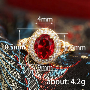 Anello Vintage con Gemma Rossa Stile Corte per Donne, Gioiello da Dito Scintillante e Lussuoso - Product Image 4