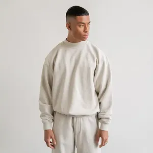 Bán Buôn Màu Đen 1000 GSM Cotton Lông Cừu Áo Pháp Terry Plu Kích Thước Crew Cổ Trống Người Đàn Ông Của Hoodies & Áo Nỉ - Product Image 2
