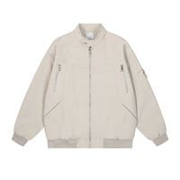 Blouson Bomber Varsity en Satin Uni Personnalisable pour Homme, Coupe Oversize, Style Décontracté et Sportif, Multi-Zippé, Streetwear, Pas Cher