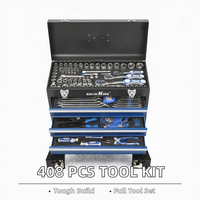 Ensemble d'outils à main mécaniques de réparation de voiture 408 pièces 1/2 3/8 1/4 Kit d'outils de clé à douille 72T dans une boîte en métal en fer OEM personnalisable