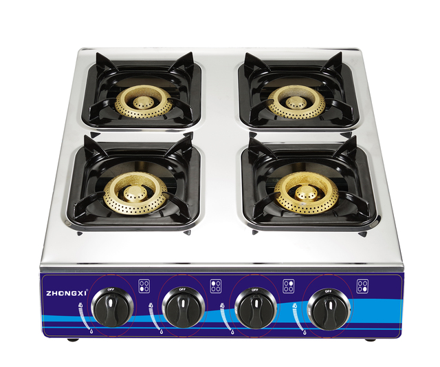 Honeycomb Burner Hot Selling Silver Stainless Steel Four Burner Gas Kitchen Cooking Stove