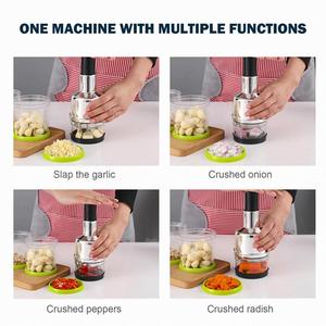 Hand Press Garlic Chopper Multi-Function Manual Onion Cutter <b>Vegetable</b> Chopper Handheld Food Processor Shredder Garlic Mincer - Product Image 5