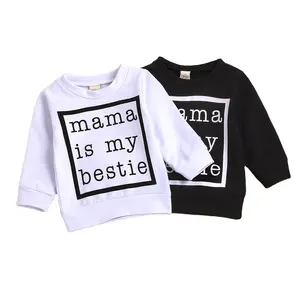 Áo Nỉ Bé Gái Trẻ Em Cổ Tròn Bằng Cotton Của Mama Is My Bestie Nhãn Hiệu Riêng RTS