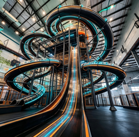 Conception et fabrication d'aires de jeux intérieures commerciales clés en main pour centres commerciaux avec grand toboggan en spirale