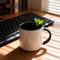Mug en céramique bicolore 380 ml, intérieur bicolore, tasse à café avec poignée colorée, impression de logo personnalisée, vente en gros Topjlh