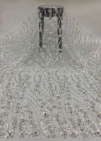 6 types de combinaisons de perles et de strass + tissu brodé de paillettes en maille dobby pour robe de mariée, tissu brodé de perles respirant