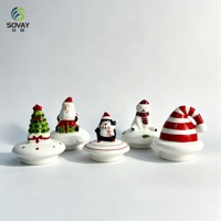 Stoples Kue Kaca Hias Santa Claus, Wadah Bergaris Vertikal dengan Tali Salju, Wadah Hadiah Natal untuk Permen