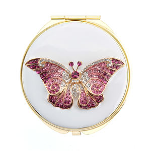 Diseño personalizado de doble cara plegable vintage metal lápiz labial forma esmalte de lujo sexy chica regalo promocional joya <span class=keywords><strong>espejo</strong></span> de bolsillo - Product Image 5