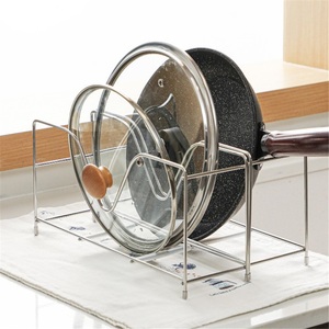 <b>Kitchen</b> Stainless Steel Standing Type Modern <b>Storage</b> <b>Rack</b> for Pots Lids Cutting Boards Dishes-Box Design - Product Image 2