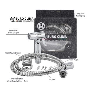 <span class=keywords><strong>Kit</strong></span> de douche mural EURO CLIMA avec finition chromée, petit tuyau de douche à double boucle, tuyau en PVC à l'intérieur - Product Image 1
