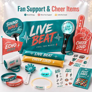 Wholesale Custom Festival Fan Pack With Inflatable Thunder Sticks Foam Hand Flag Confetti For Concert Cheer Supplies Set Pack - Product Image 1