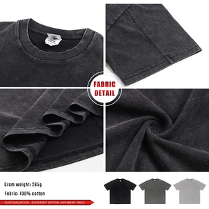 Men's Vintage Double Yarn Fabric Oversized Short Sleeve T-<b>shirt</b> Washed <b>Patchwork</b> Sleeve Cotton Solid Tshirt for Summer - Product Image 6