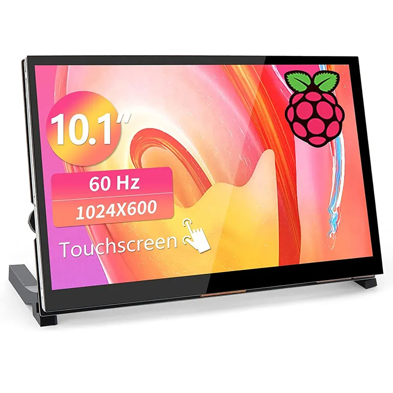 Raspberry Pi 4B 10.1 Inch Touch Screen 1024x600 IPS LCD with 2 Speackers Display + Holder for Raspberry Pi 4 Model B/3B+/PC