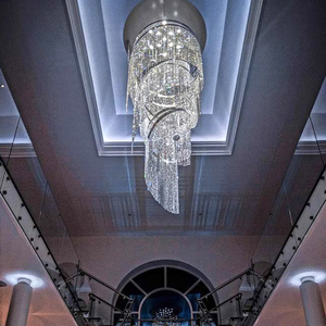 2024 mới nhất sản phẩm thiết kế trang trí trong nhà lớn dự án sảnh khách sạn biệt thự cầu thang sang trọng Trần Đèn Chùm Pha Lê - Product Image 3