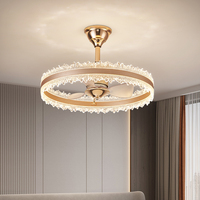 Ventilateur de plafond LED de luxe moderne avec lumière, lampe de lustre à pales ABS invisibles pour banquet, hôtel, villa, salon, salle à manger