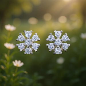 Orecchini a Perno a Forma di Fiocco di Neve per Donna, Zirconi Rotondi con Montatura a Griffe, Gioielli Classici in Lega, Regalo di Moda - Product Image 2