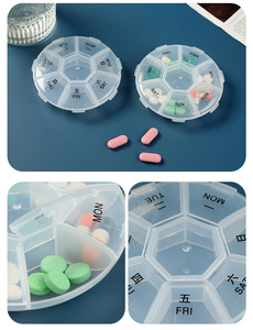 Organisateur de pilules hebdomadaire 7 jours, 7 compartiments, boîte à pilules ronde en plastique miniature - Étui de rangement portable <span class=keywords><strong>pour</strong></span> médicaments, étanche, <span class=keywords><strong>pour</strong></span> voyage - Product Image 2
